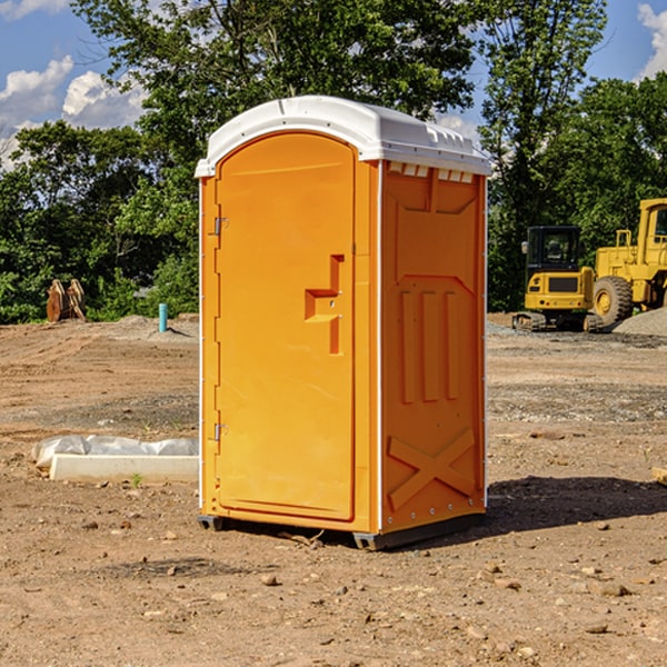 how often are the portable toilets cleaned and serviced during a rental period in Grand Falls Plaza